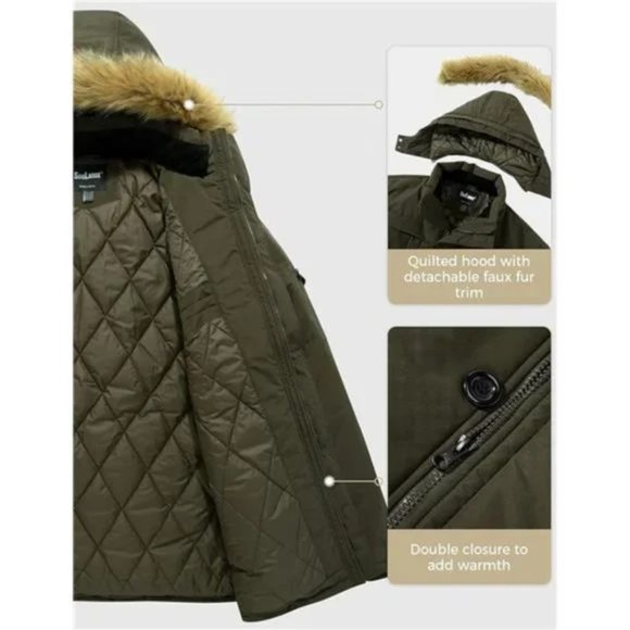 Men's Big and Tall Winter Warm Heavy Hooded Parka Jacket - Picture 5 of 8